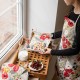 Colourful half-linen kitchen apron "Poppy"